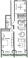 floorplan of 2 bedroom deluxe unit