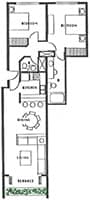 floorplan of 2 bedroom unit